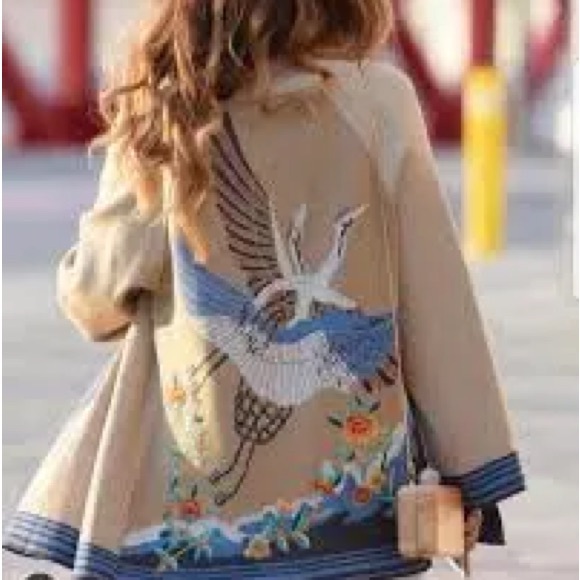 Anthropologie Embroidered Crane Cardigan NWOT - Picture 10 of 14